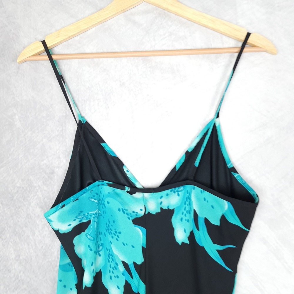 Vintage Floral Whimsy Dress Womens Large Asymmetrical Hem Spaghetti Strap 90s - Picture 8 of 16